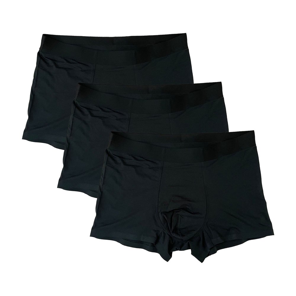 Maiyifu-GJ Men's Modal Traceless Underwear Soft Solid Colour Boxer Briefs Breathable Comfy Trunks (Black 3PC,X-Large)
