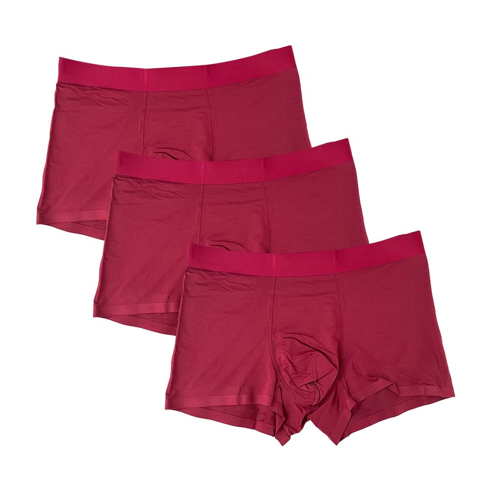 Maiyifu-GJ Men's Modal Traceless Underwear Soft Solid Colour Boxer Briefs Breathable Comfy Trunks (Red 3PC,4X-Large)