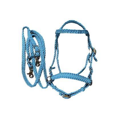 large pony bitless bridle horse tack turquoise side pull hackamore