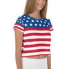 4th of July Independence Day Crop Tee, Womens American Flag T-Shirt, USA Flag Patriotic Shirt view 1