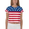 4th of July Independence Day Crop Tee, Womens American Flag T-Shirt, USA Flag Patriotic Shirt view 2