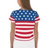 4th of July Independence Day Crop Tee, Womens American Flag T-Shirt, USA Flag Patriotic Shirt view 3