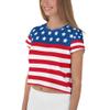 4th of July Independence Day Crop Tee, Womens American Flag T-Shirt, USA Flag Patriotic Shirt view 4