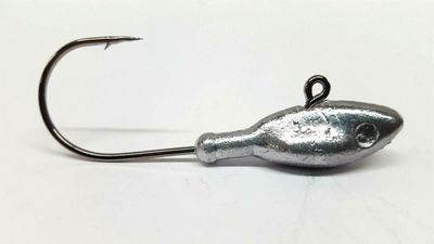 10 H-Minnow Jig Head Striper Walleye Fluke Bass B/N Ultra Point Hook- Unpainted 2oz