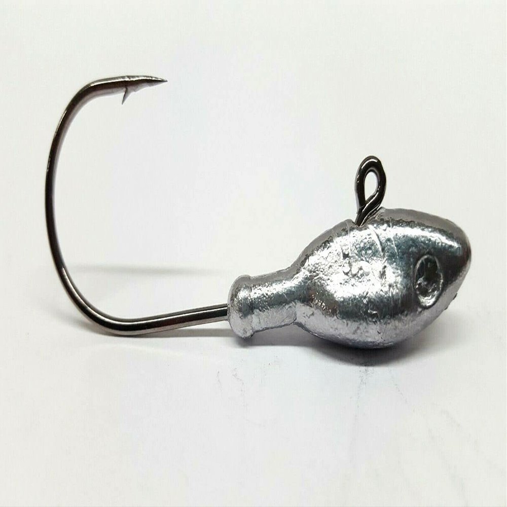 10 H-Minnow Jig Head Striper Walleye Fluke Bass B/N Ultra Point Hook- Unpainted 3/8oz