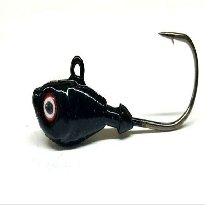 10 "Ultra Minnow Jig Heads Swimbait Lure Fluke Bass Ultra Point Hook- Black 1/4oz