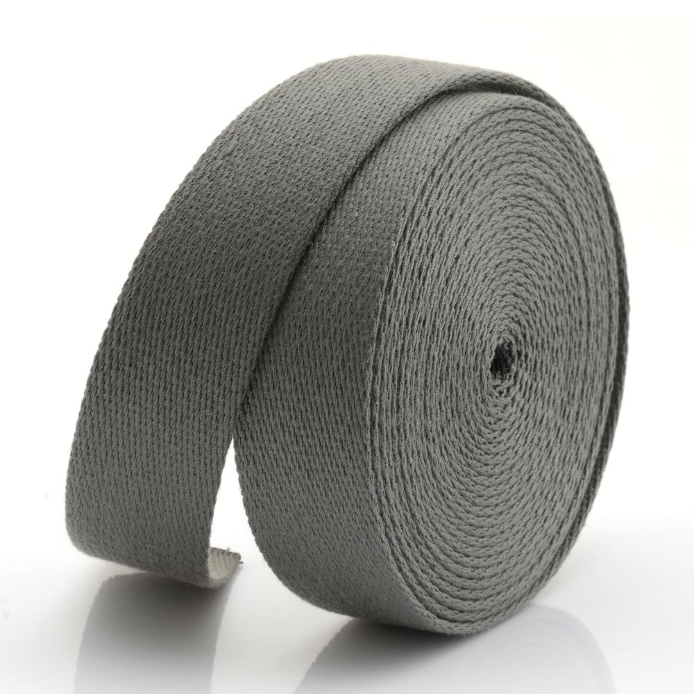 CRAFTMEMORE Heavy Cotton Webbing - Straps for Arts and Crafts, Luxury Bag Strap High Density Webbing (1 1/2 Inch x 2 Yards, Gray)