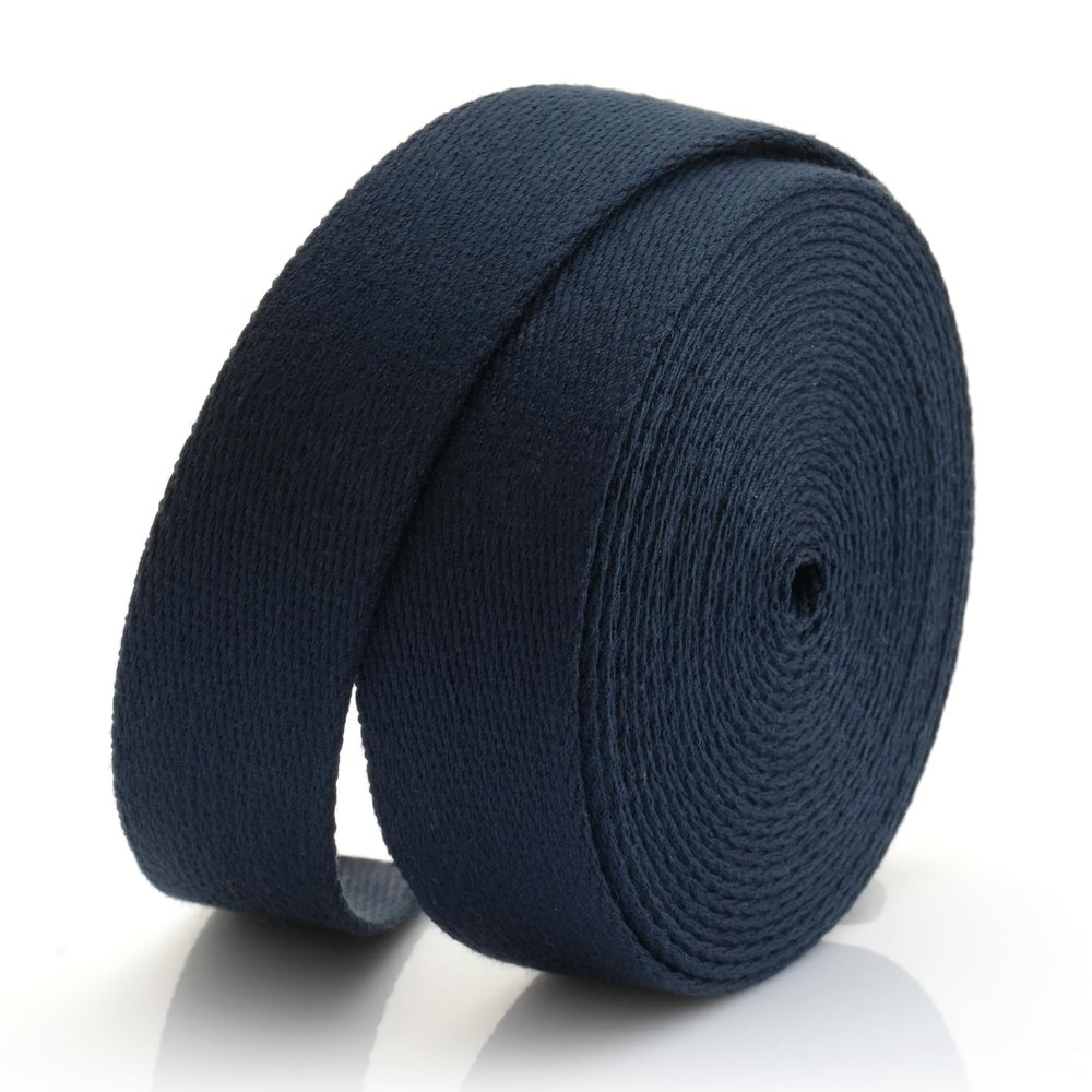 CRAFTMEMORE Heavy Cotton Webbing - Straps for Arts and Crafts, Luxury Bag Strap High Density Webbing (1 1/4 Inch x 2 Yards, Navy)