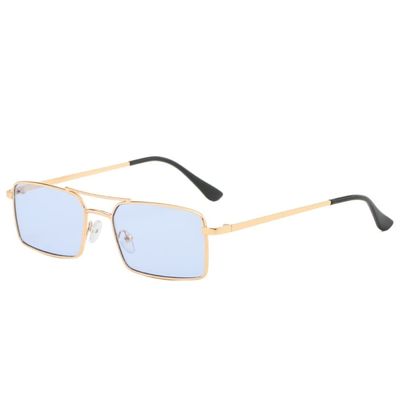 HPIRME Retro Sunglasses Women Glasses Lady Steampunk Metal Sun Glasses Vintage Mirror UV400,Gold Blue,one size
