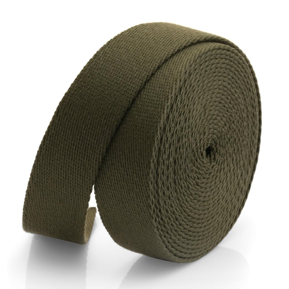 CRAFTMEMORE Heavy Cotton Webbing - Straps for Arts and Crafts, Luxury Bag Strap High Density Webbing (Olive Drab, 2 Inches x 2 Yards)