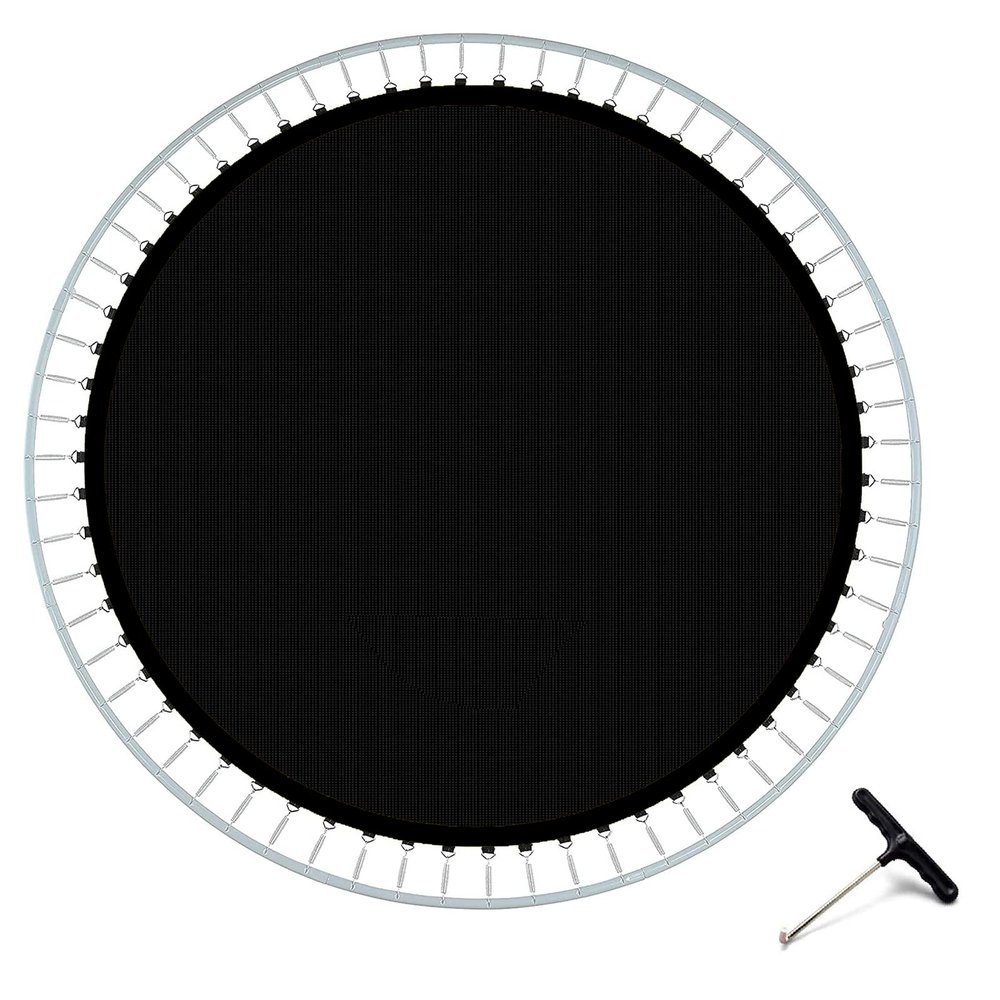 PRELGOSP Trampoline Replacement Mat, 8/10/12 Ft Trampoline Safety Pad Sheet, Bounce Trampoline Jumping Mat with V-Rings Compatible with Round Frames, with 1x Trampoline Spring Tool,12FT/72 Buckles