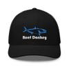 Amberjack Saltwater Fish Game Fishing Reef Donkey Embroidered Trucker Cap Snapback Hat Black view 1