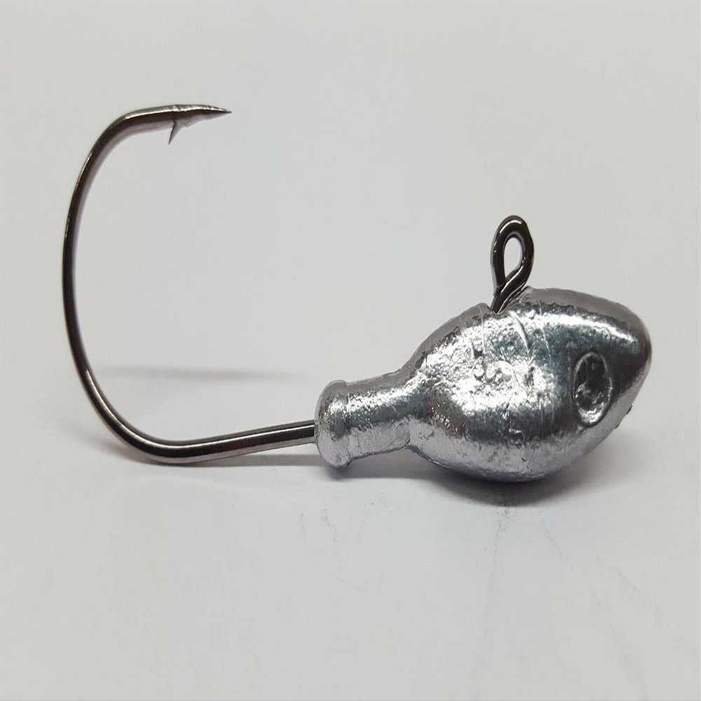 100 H-Minnow Jig Head Striper Walleye Fluke Bass Ultra Point Hook- Unpainted 1.5oz
