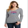 CornBorn Womens Florida Atlantic Owls Tee Shirt - Long Sleeve FAU Logo Winning in Paradise - Gray - Small view 1