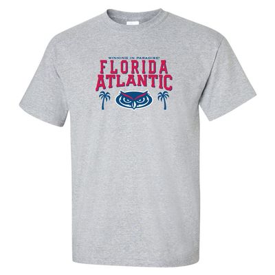 CornBorn Florida Atlantic Owl T Shirt - FAU Owl T Shirt - FAU Logo Winning in Paradise - Gray - 2X-Tall
