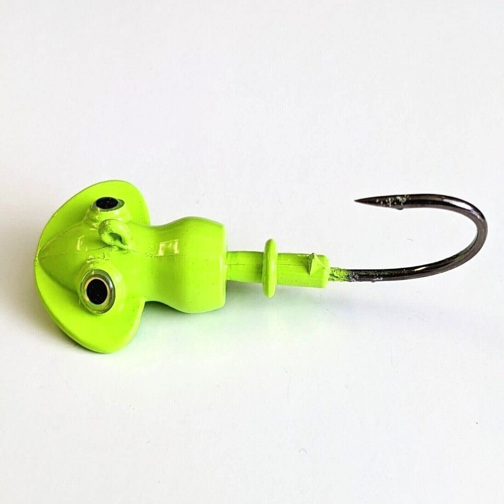 10 Painted Squog Jig Head Striper Bass Squid Lure Ultra Point Hook- Chartreuse 3/4oz