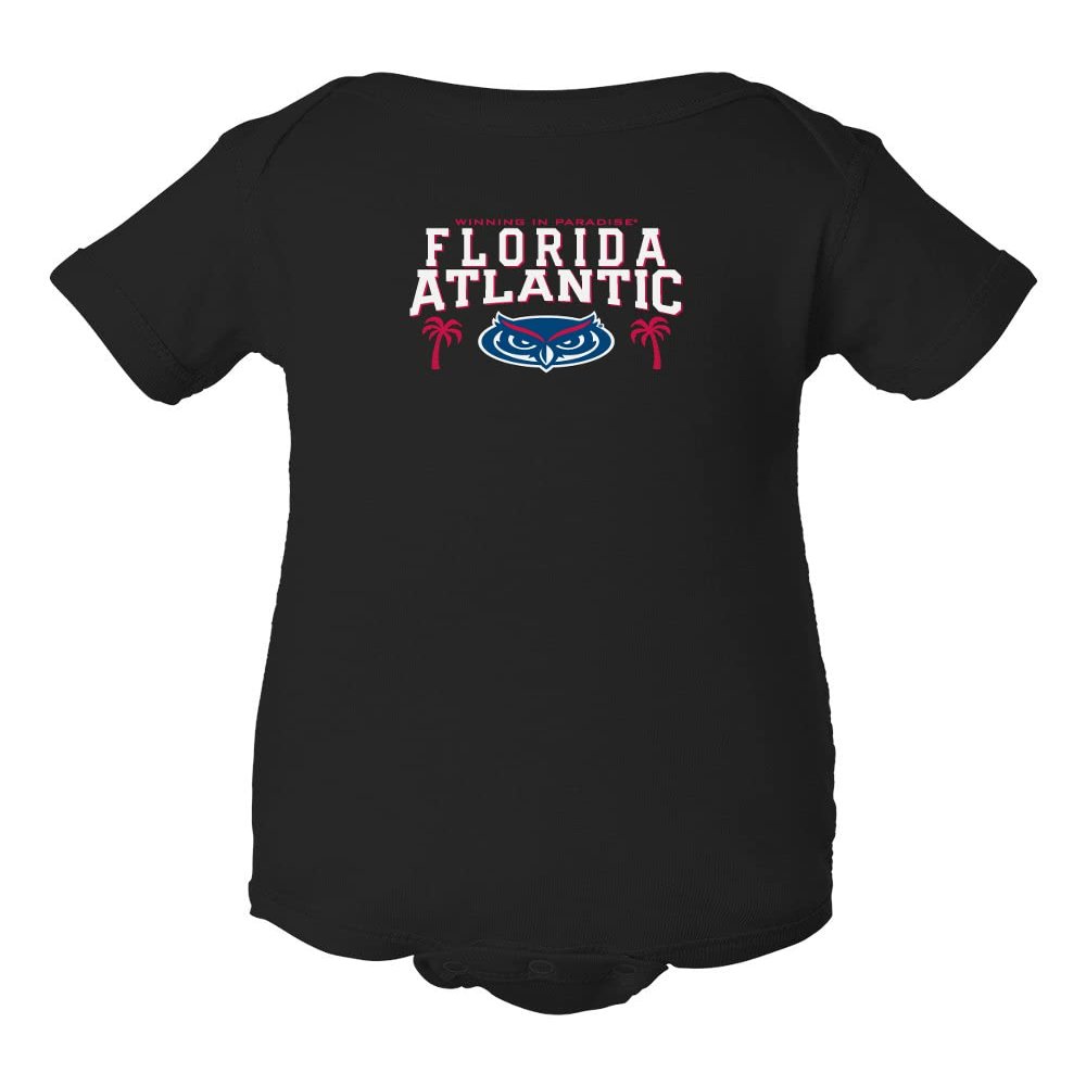 CornBorn Florida Atlantic Owls Onesie - FAU Logo Winning in Paradise - Black - 12M