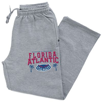 CornBorn Florida Atlantic University Sweatpants - Premium Fleece FAU Logo Winning in Paradise - Gray - 2X