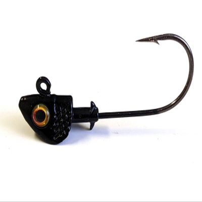 10 Painted Pro-Shad Jig Head Striper Bass Redfish Lure Ultra Point Hook- Black 3/8oz