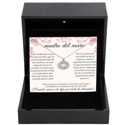 Double Crystal Circle Necklace Luxury Box Mother of The Groom in Spanish, la Madre del nov, Madre del Novio, la medre del, Mother of The Groom Gift