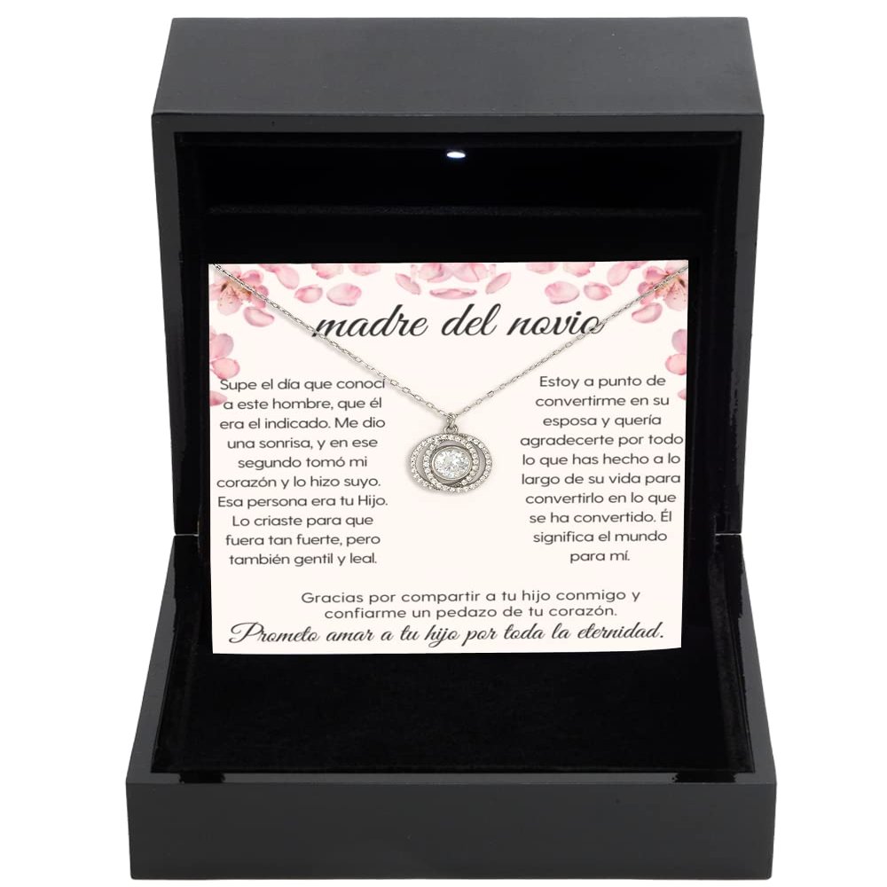 Double Crystal Circle Necklace Luxury Box Mother of The Groom in Spanish, la Madre del nov, Madre del Novio, la medre del, Mother of The Groom Gift