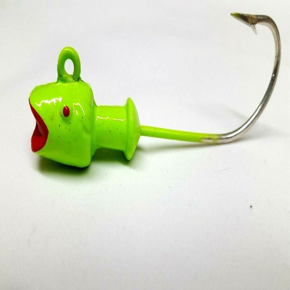 10 "Hotlip Striper Fluke Jig Head Swimbait Lure Mustad Saltwater Hook- Char 1.5oz