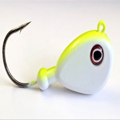 10 "Bean Jig Head Flathead Blackfish Fluke Lure B/N Ultra Point Hook - Wh/Char 5oz