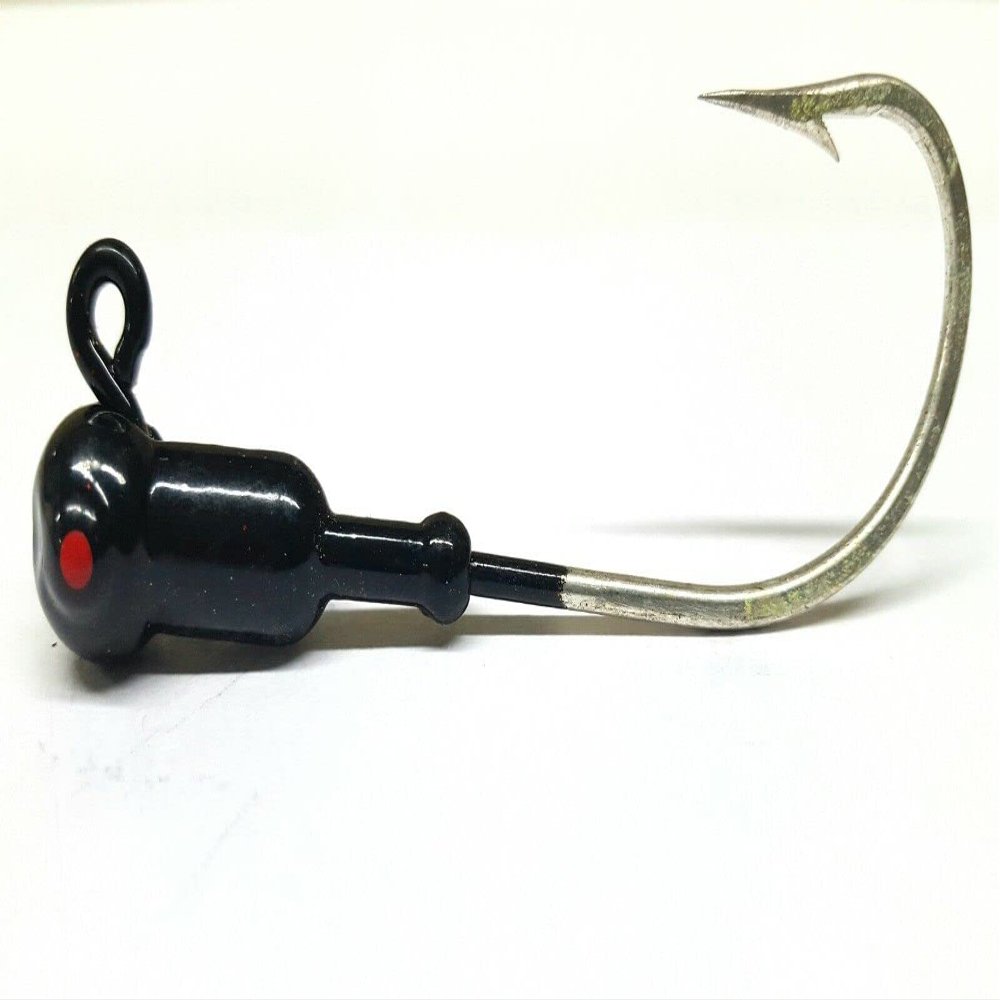 10 "Popeye Jig Heads Striped Bass Grouper Lure Mustad Forged Saltwater Hook-Blk 1/2oz