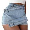 Uillui Denim Shorts Women Trendy Irregular Wrap Slimming Mini Short Jeans High Waist Button Denim Culottes with Shorts Skirt view 1