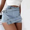 Uillui Denim Shorts Women Trendy Irregular Wrap Slimming Mini Short Jeans High Waist Button Denim Culottes with Shorts Skirt view 2