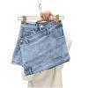 Uillui Denim Shorts Women Trendy Irregular Wrap Slimming Mini Short Jeans High Waist Button Denim Culottes with Shorts Skirt view 3