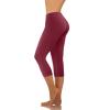 Uillui Capri Leggings for Women Mid Waist Stretch Skinny Yoga Sweatpant Casual Lightweight Workout Gym Cropped Trousers Pant Wine view 2