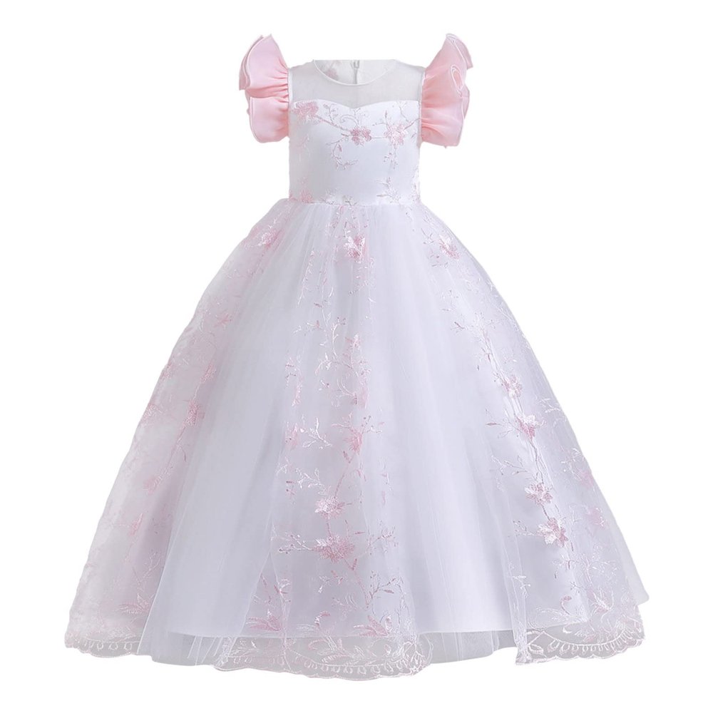 KAGAYD Toddler Summer Dress Flower Girl Dresses for Wedding Kids Dresses for Girls Birthday Long Elegant (Pink, 11-12 Years)