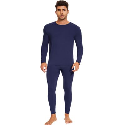 WiWi Thermal Underwear for Men Bamboo Viscose Long Johns Set Soft Warm Base Layer Lightweight Top and Bottom Sets S-XXL, Navy, X-Large