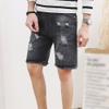 Maiyifu-GJ Men's Ripped Button Up Stretch Short Jeans Casual Distressed Denim Shorts Summer Short Pants with Pockets (Black,34) view 3