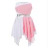 FEESHOW Girls Kids Shiny Sleeveless Asymmetrical Lyrical Dance Dress Ballerina Ballet Dancewear Performance Costumes Light Pink 16 Years view 3