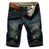 Men's Ripped Summer Denim Shorts Straight Fit Stretch Classic Jean Shorts Slim Washed Short Pants with Hole (Dark Blue,38) view 1