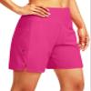 G Gradual Women's 7" Long Swim Board Shorts High Waisted Quick Dry Beach Swimming Shorts for Women with Liner Pockets(Rosy,L) view 1