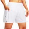 G Gradual Women's 7" Long Swim Board Shorts High Waisted Quick Dry Beach Swimming Shorts for Women with Liner Pockets(White,L) view 1