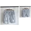 Men's Ripped Slim Leisure Jean Shorts Denim Straight Shorts Light Blue Classic Distressed Shorts with Pockets (Light Blue,29) view 2