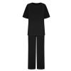2 Piece Cotton Linen Outfits for Women Summer Dressy Business Work Suits Streetwear Button Down Tops and Pants Suit view 3