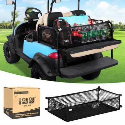 10L0L 4 Passenger Golf Cart Cargo Net for Yamaha,Club Car DS/Precedent, EZGO TXT/RXV, Adjustable Elastic Storage Net, Cargo Mesh Organizer Nets with Strong Buckle