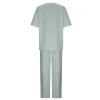 2 Piece Cotton Linen Outfits for Women Summer Dressy Business Work Suits Streetwear Button Down Tops and Pants Suit view 2