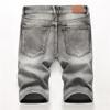 Men's Ripped Distressed Short Pants with Pockets Straight Stretch Jean Shorts Classic Slim Fit Denim Shorts (Light Grey,32) view 2