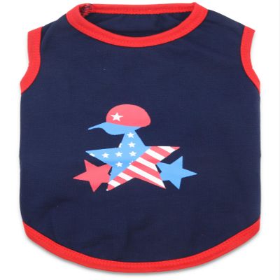4th of July Small Puppy Clothes Independent Day Dog Shirts USA Flag Dog Outfit for Boy Girl Star Striped Printed