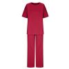 2 Piece Cotton Linen Outfits for Women Summer Dressy Business Work Suits Streetwear Button Down Tops and Pants Suit view 3