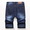 Men's Ripped Distressed Short Pants with Pockets Straight Stretch Jean Shorts Classic Slim Fit Denim Shorts (Dark Blue,28) view 2