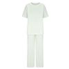 2 Piece Cotton Linen Outfits for Women Summer Dressy Business Work Suits Streetwear Button Down Tops and Pants Suit view 3