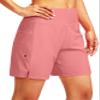 G Gradual Women's 7" Long Swim Board Shorts High Waisted Quick Dry Beach Swimming Shorts for Women with Liner Pockets(Hyper Pink,XXL) view 1