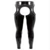dPois Mens Wet Look Leather Straight Pants Sexy Cut Out Muscle Tight Leggings Trousers Black Large view 1